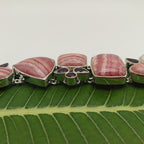 Fine Handmade Rhodonite And Garnet Bracelet in 925 Sterling Silver Elegant Gemstone Jewelry