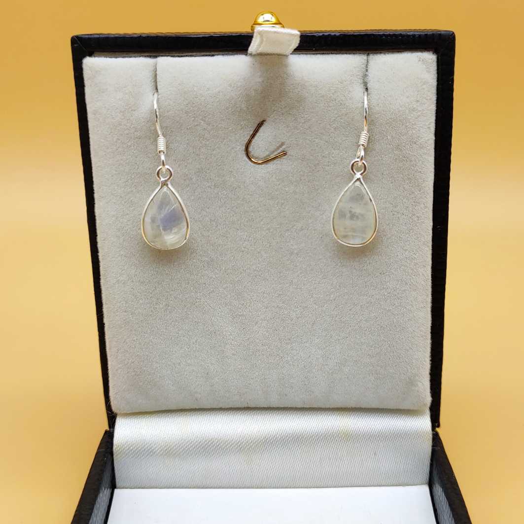 Handmade Natural Moonstone Gemstone Earrings in 925 Sterling Silver