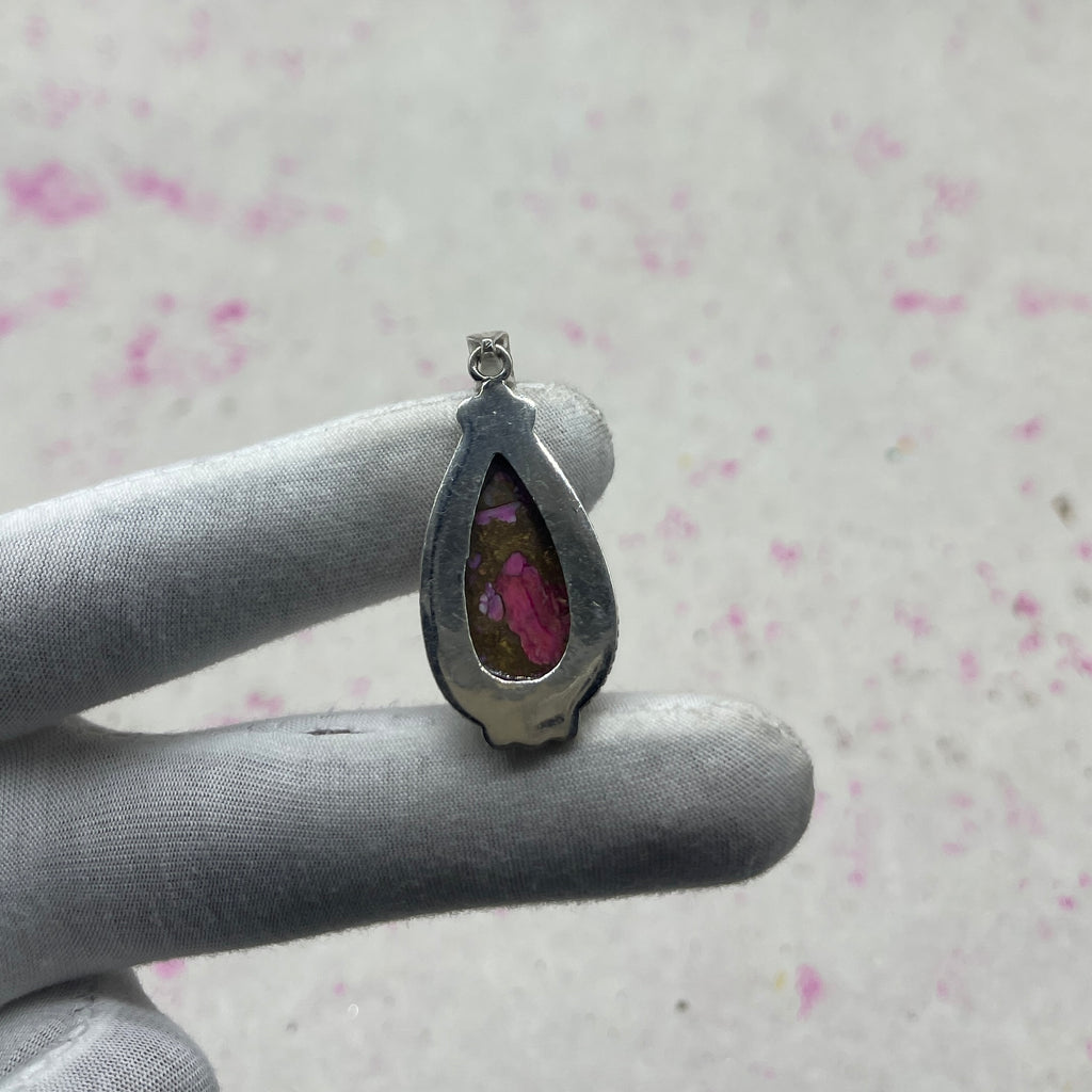 Spiny Oyster Turquoise 925 Sterling Silver Pendant – Handmade Boho Pendant