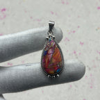 Spiny Oyster Turquoise 925 Sterling Silver Pendant – Handmade Boho Pendant
