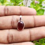 Thin Bezel Hessonite Garnet 925 Silver Pendant Handmade Gift