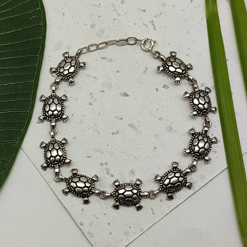 925 Sterling Silver Turtle Bracelet Handmade Unique Artisan Jewelry