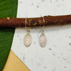 Minimalistic Rose Quartz Earrings In 925 Solid Sterling Silver