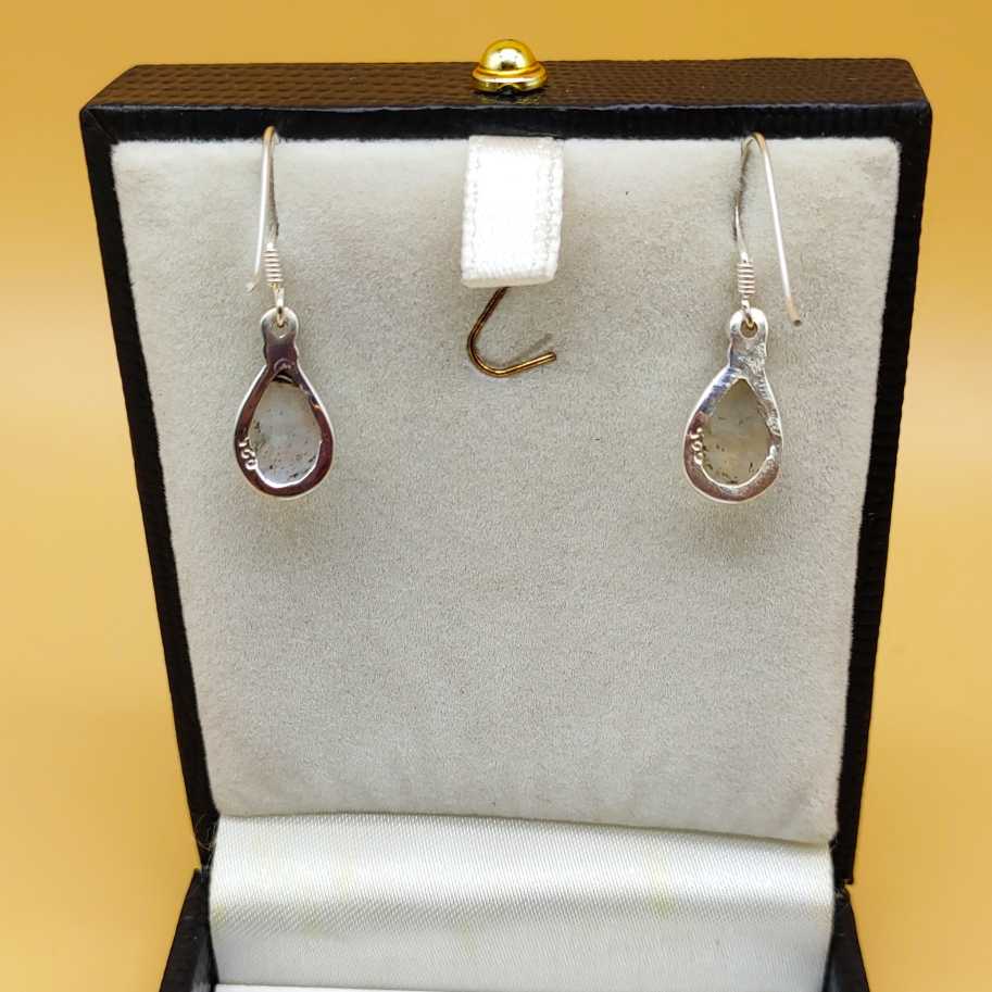 Handmade Natural Moonstone Dangler Gemstone Earrings 925 Silver