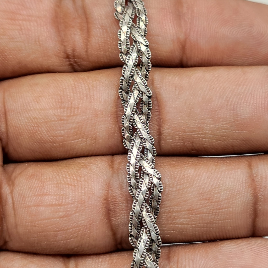 Handmade 925 Sterling Silver Layered Chain Bracelet Fine Artisan Jewelry