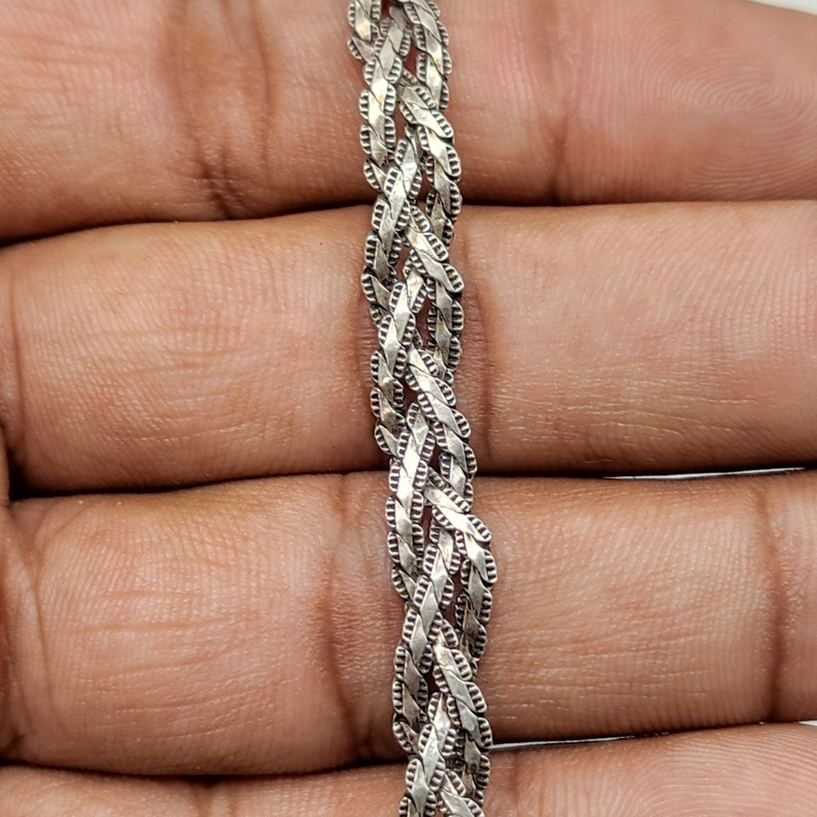 Handmade 925 Sterling Silver Layered Chain Bracelet Fine Artisan Jewelry