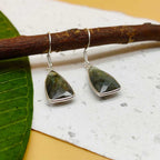 Handmade Natural Labradorite Dangler Gemstone Earrings 925 Silver
