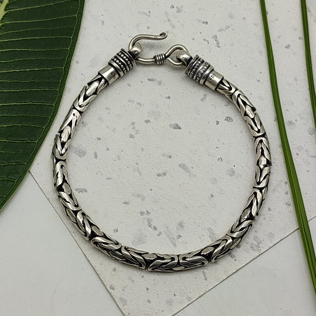 Handmade Sterling Silver 925  Bracelet Vintage Oxidized Chain Jewelry