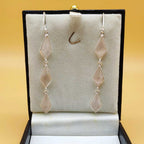 Minimalistic Rose Quartz Earrings In 925 Solid Sterling Silver
