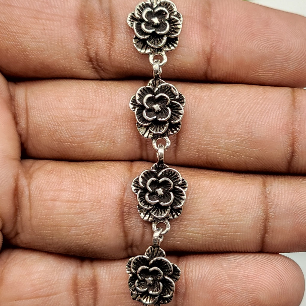 Vintage Flower Design Bracelet Handmade in 925 Sterling Silver Jewelry
