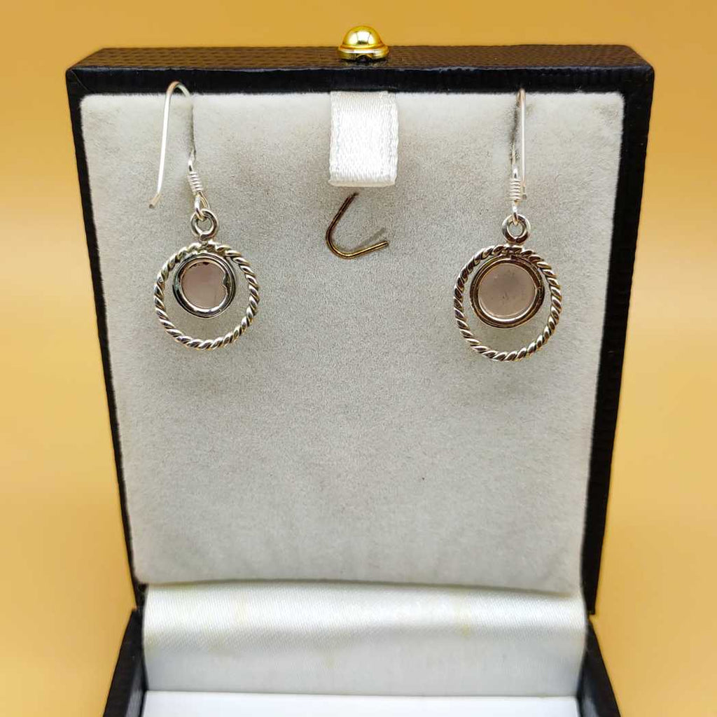 Rose Quartz Cute Twisted Wire Earring In 925 Solid Silver