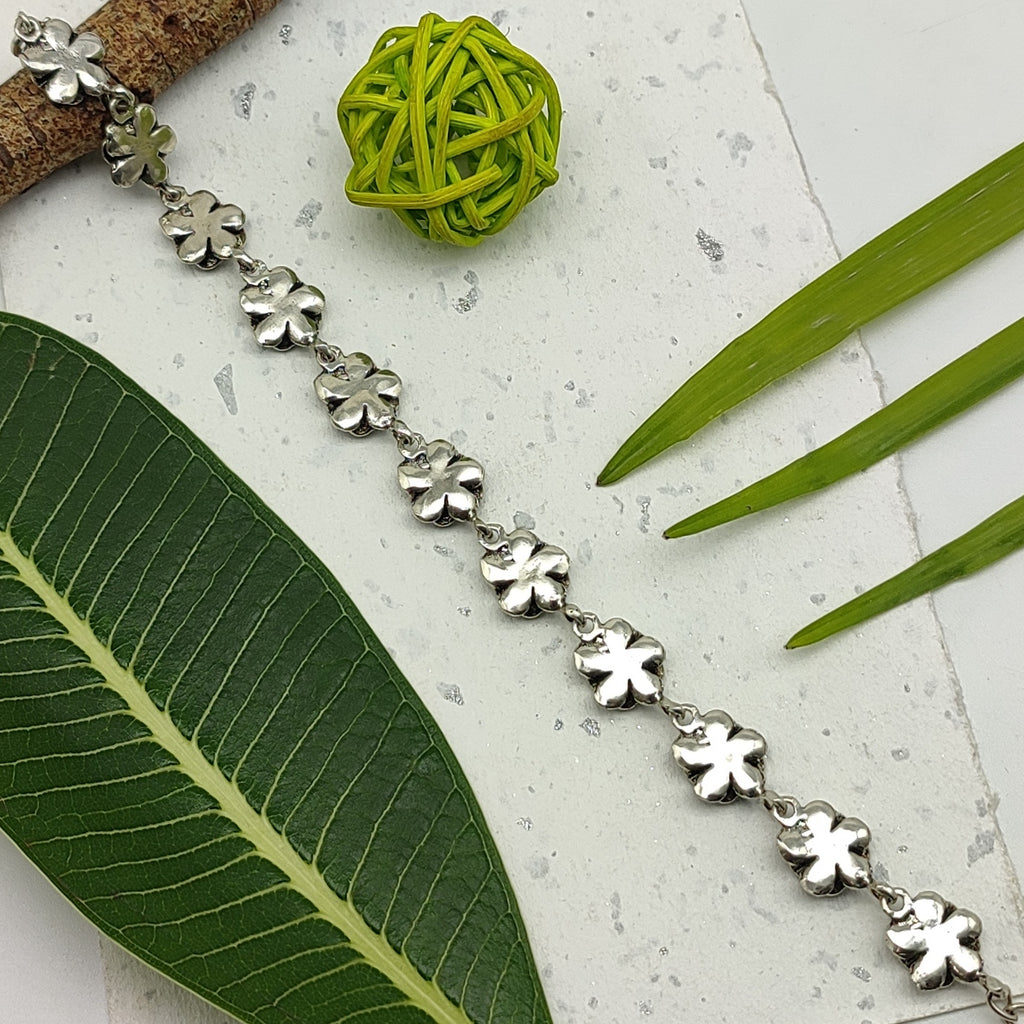 Vintage Flower Design Bracelet Handmade in 925 Sterling Silver Jewelry