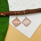 Pink Chalcedony Cushion Shape Gemstone Earring