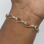 Handmade 925 Sterling Silver Citrine Rough Stone Bracelet Natural Crystal Jewelry