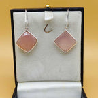 Pink Chalcedony Cushion Shape Gemstone Earring