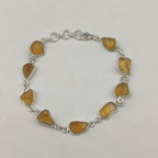 Handmade 925 Sterling Silver Citrine Rough Stone Bracelet Natural Crystal Jewelry