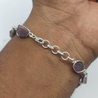 Rough Stone Ruby Bracelet Natural Gemstone 925 Silver