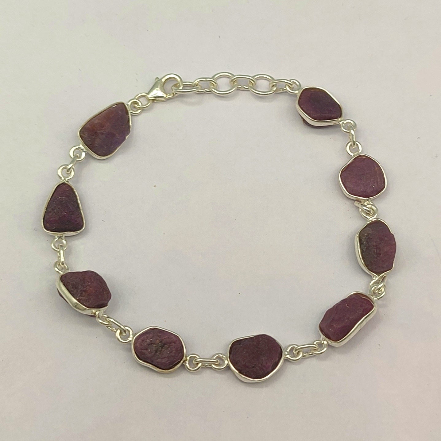 Rough Stone Ruby Bracelet Natural Gemstone 925 Silver
