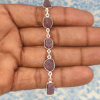 Rough Stone Ruby Bracelet Natural Gemstone 925 Silver