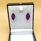 Purple Copper Turquoise Marquise Dangle Earrings in 925 Sterling Silver