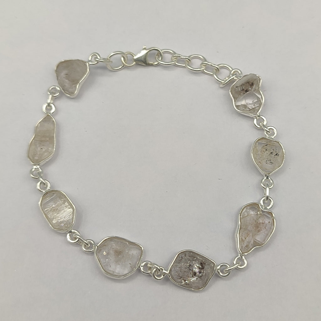 925 Sterling Silver Herkimar Diamond Rough Stone Bracelet