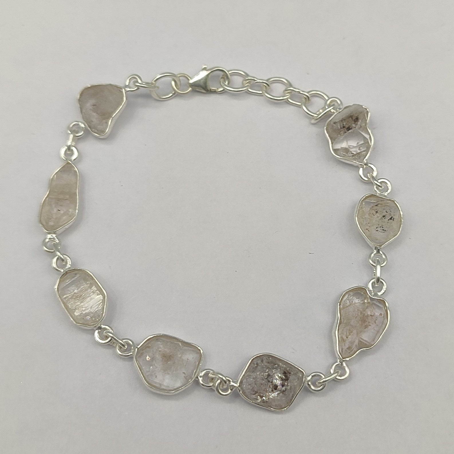 925 Sterling Silver Herkimar Diamond Rough Stone Bracelet