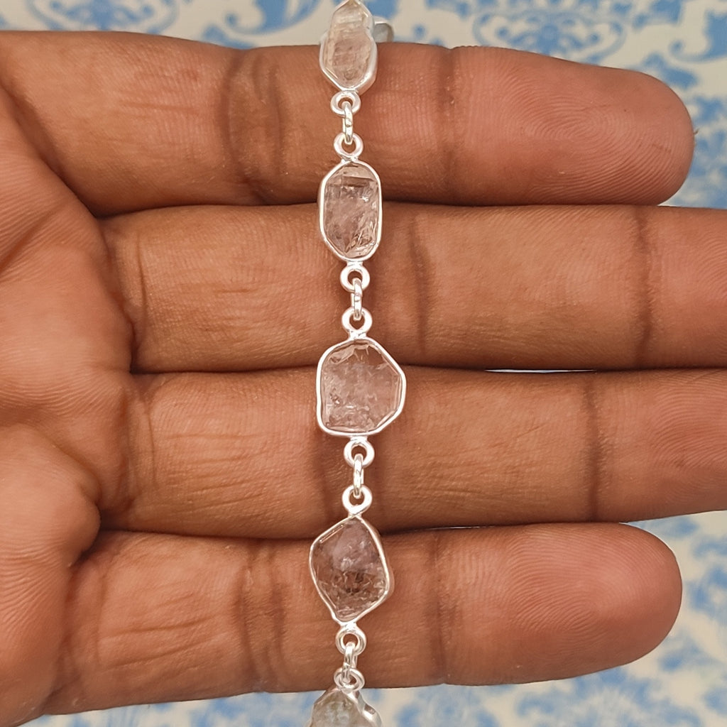 925 Sterling Silver Herkimar Diamond Rough Stone Bracelet
