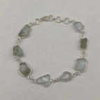 Aquamarine 925 Sterling Silver Rough Stone Bracelet