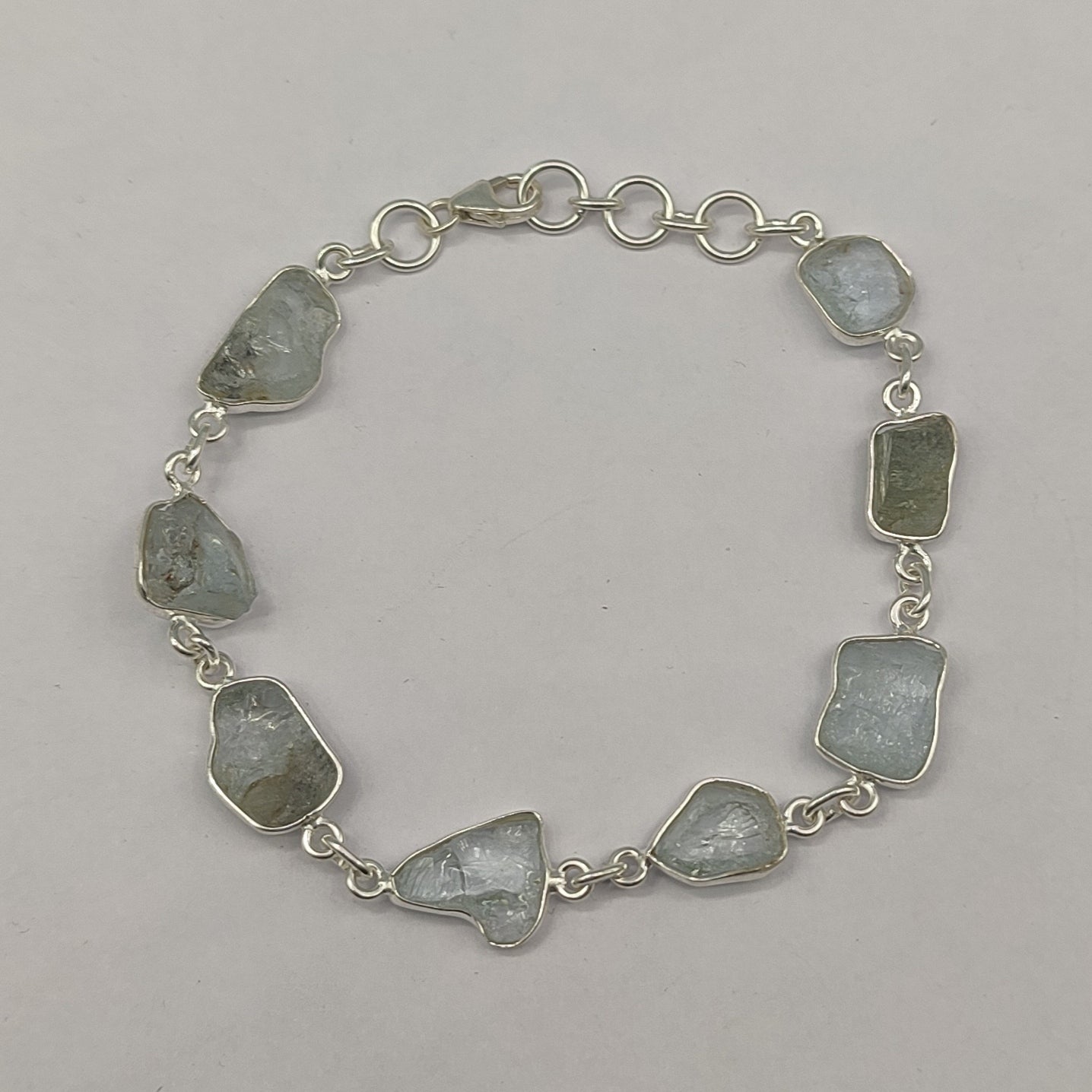 Aquamarine 925 Sterling Silver Rough Stone Bracelet