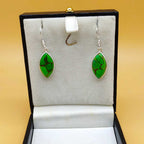 Green Copper Turquoise Marquise Dangle Earrings in 925 Sterling Silver