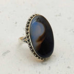Natural Crazy Agate Gemstone Designer 925 Sterling Silver Ring