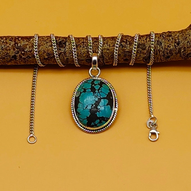 Oval Turquoise 925 Silver Handmade Pendant Wholesale