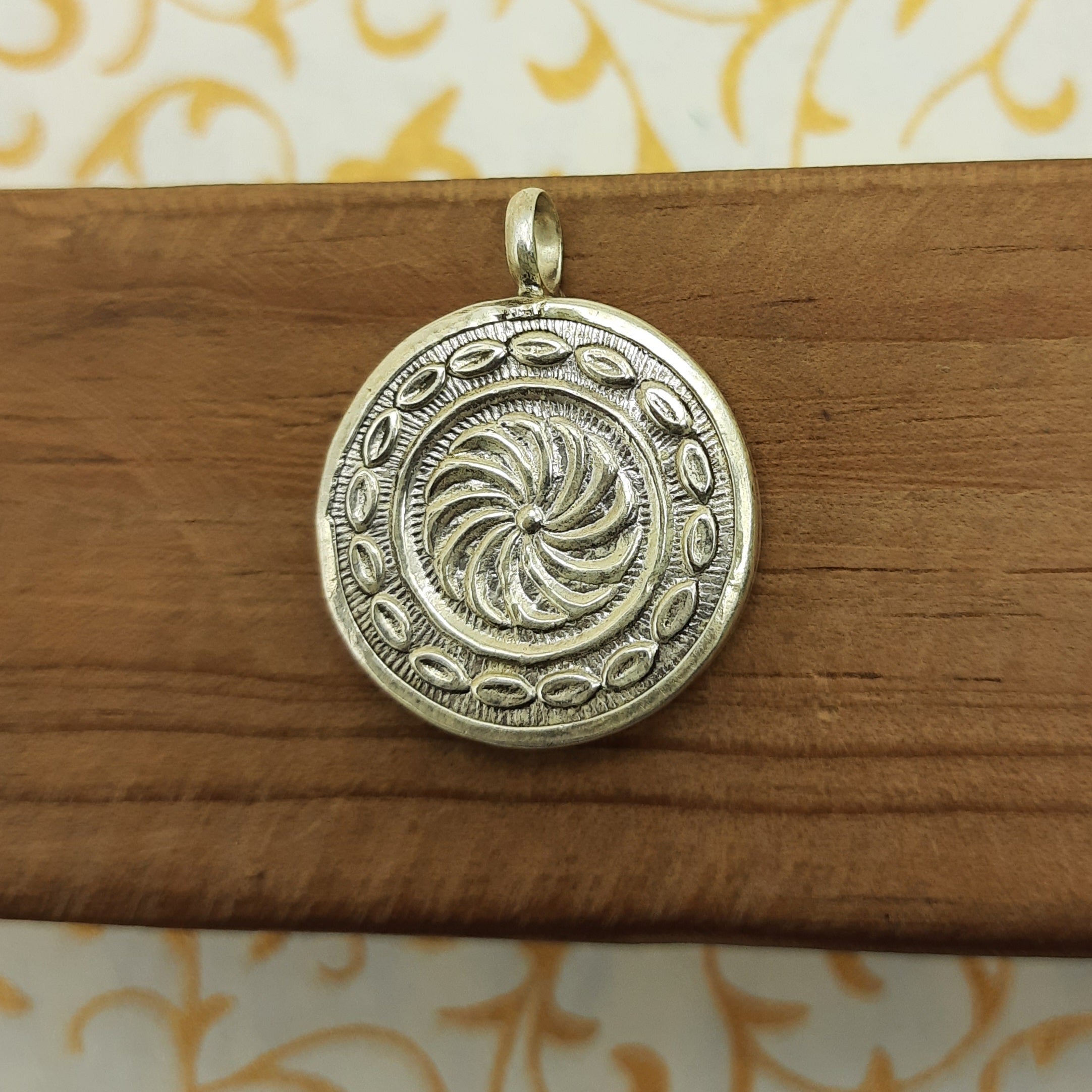 Goddess Lakshmi Hand-Painted Pendant in 925 Sterling Silver – Divine Prosperity Art Jewelry