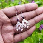Fine 925 Sterling Silver Garnet Earrings