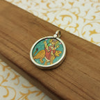 Goddess Lakshmi Hand-Painted Pendant in 925 Sterling Silver – Divine Prosperity Art Jewelry