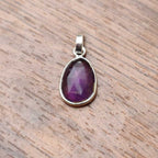 Thin Bezel Amethyst 925 Silver Pendant Handmade Gift Wholesale