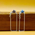 Star Shape Cuff Earring With Chain Solid 925 Silver