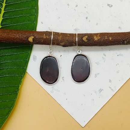 Elegant Black Agate Gemstone Dangle Earrings Made In 925 Sterling Silver