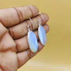 Elegant White Agate Gemstone Dangle Earrings Made In 925 Sterling Silver