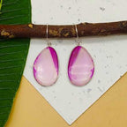 Elegant Pink Agate Gemstone Dangle Earrings Made In 925 Sterling Silver