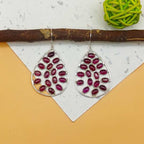 Statement Garnet Multi Gemstone One Of A Kind Dangle Earrings 925 Sterling Silver