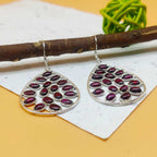 Statement Garnet Multi Gemstone One Of A Kind Dangle Earrings 925 Sterling Silver