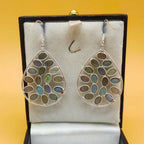 Statement Labradorite Multi Gemstone One Of A Kind Dangle Earrings 925 Sterling Silver