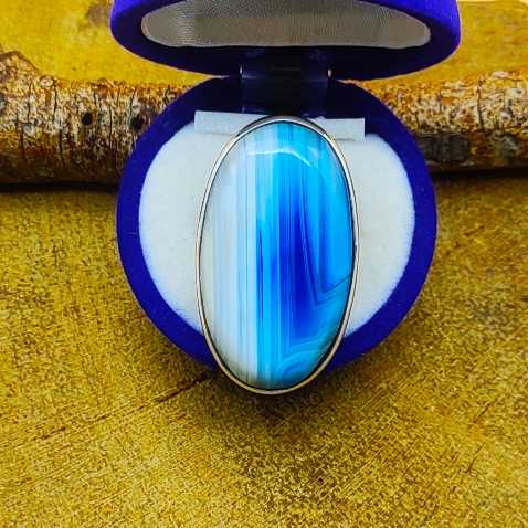 925 Sterling Silver Crazy Agate Gemstone Dual Color Ring