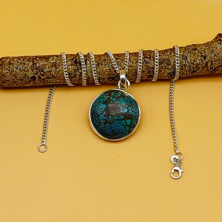 Natural Turquoise 925 Silver Necklace Handmade Gift