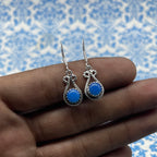 Chalcedony  Gemstone Earrings – 925 Silver Minimal Round Style