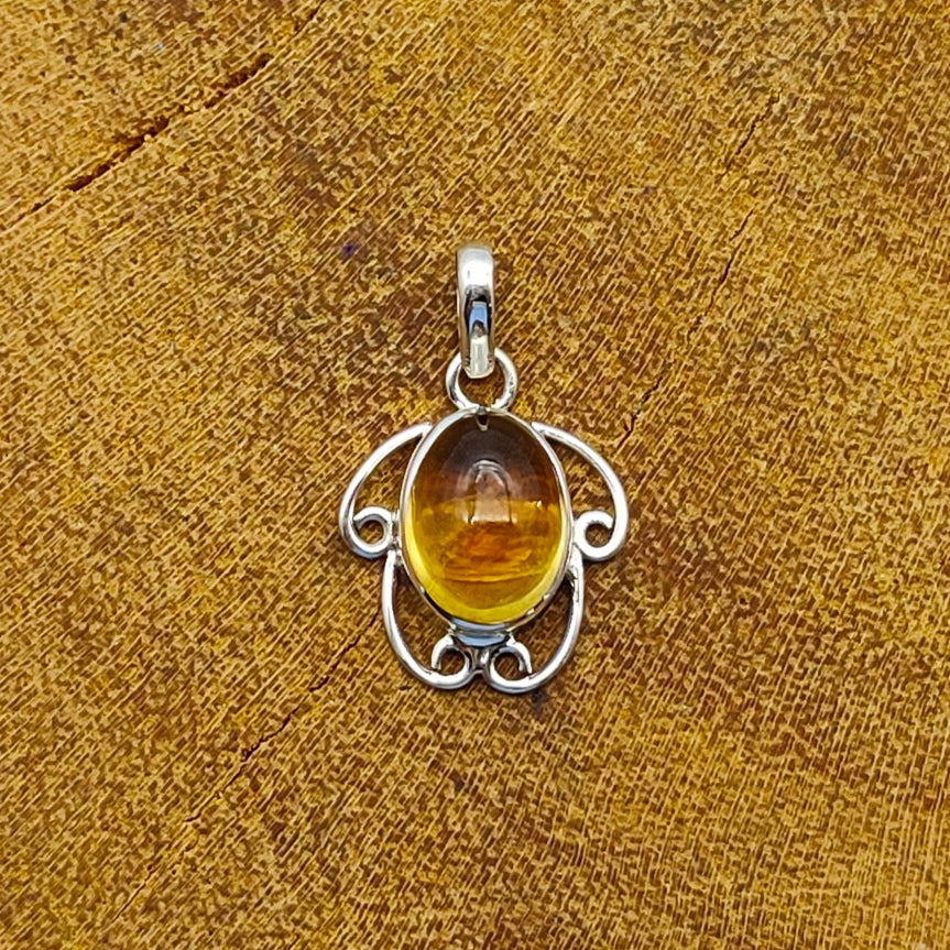 Citrine Designer Handwork Nepali Bohemian Silver Pendant