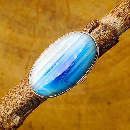 925 Sterling Silver Crazy Agate Gemstone Dual Color Ring