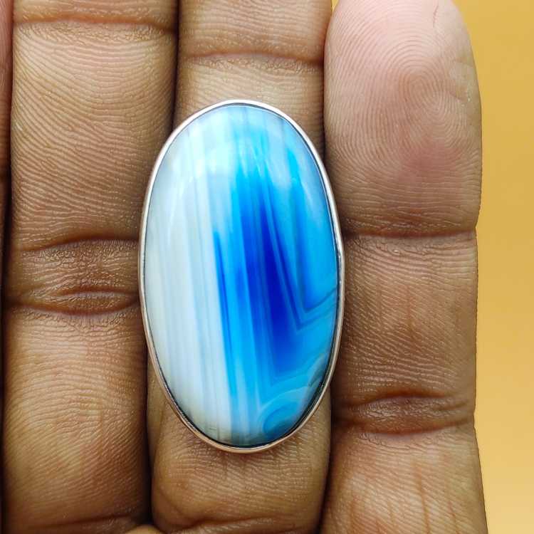 925 Sterling Silver Crazy Agate Gemstone Dual Color Ring