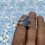 Chalcedony  Gemstone Earrings – 925 Silver Minimal Round Style